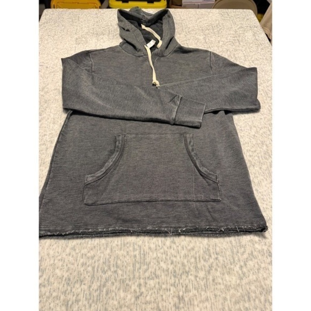 Alternative Apparel Charcoal Grey Washed Pullover Hoodie Size S NWOT raw hem